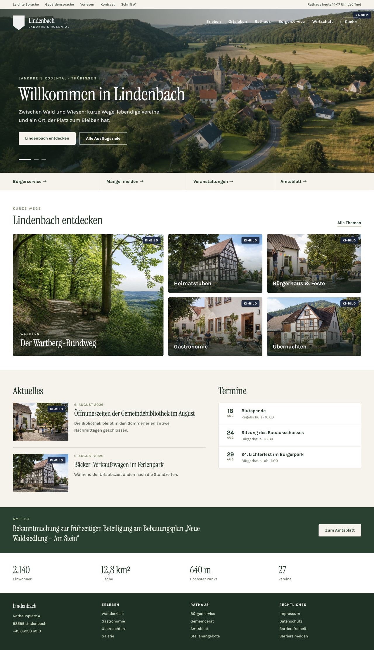 Startseite des Layouts Ortsbild